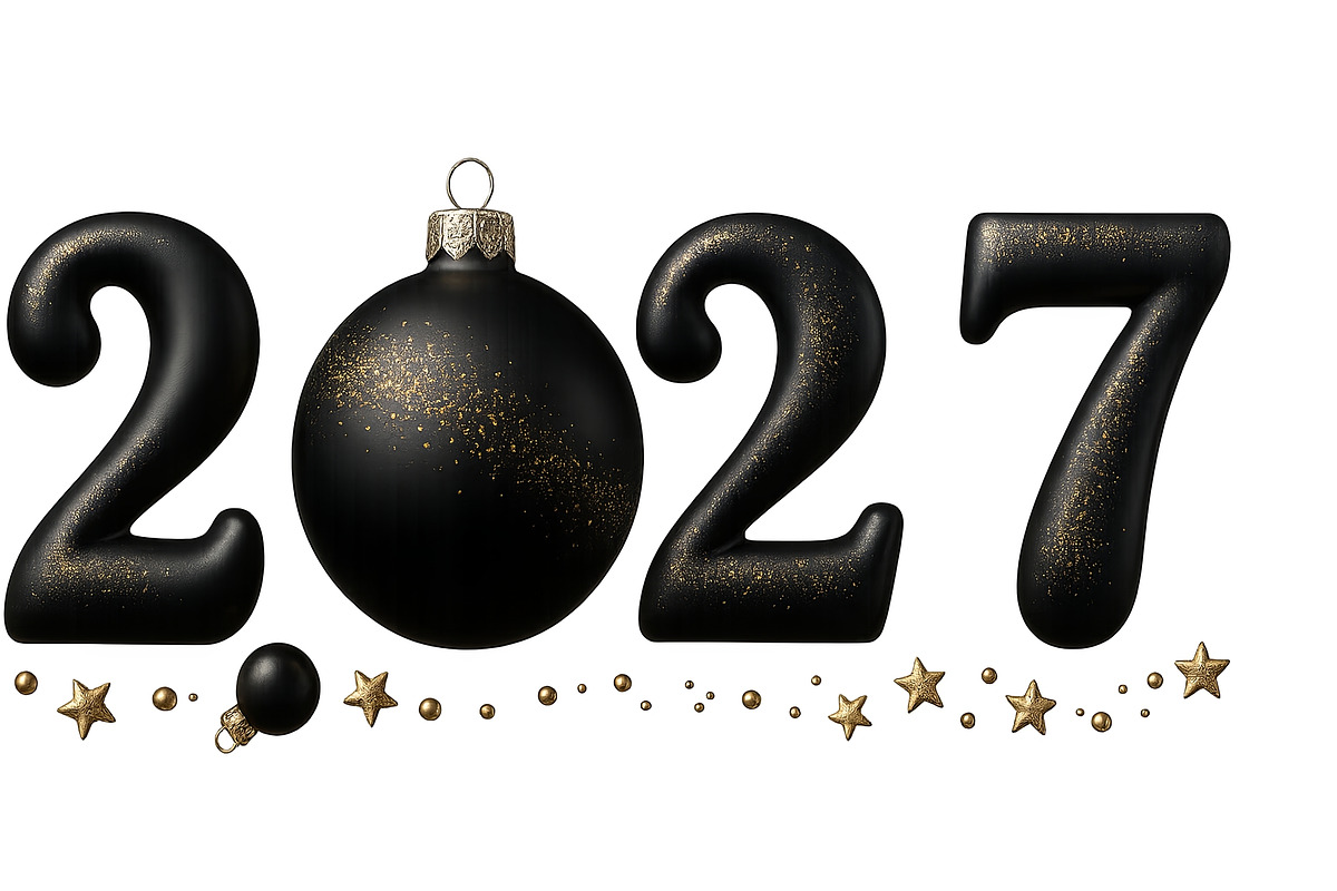 New year 2027 in black and gold with, an Illustration by Dvoevnore photos