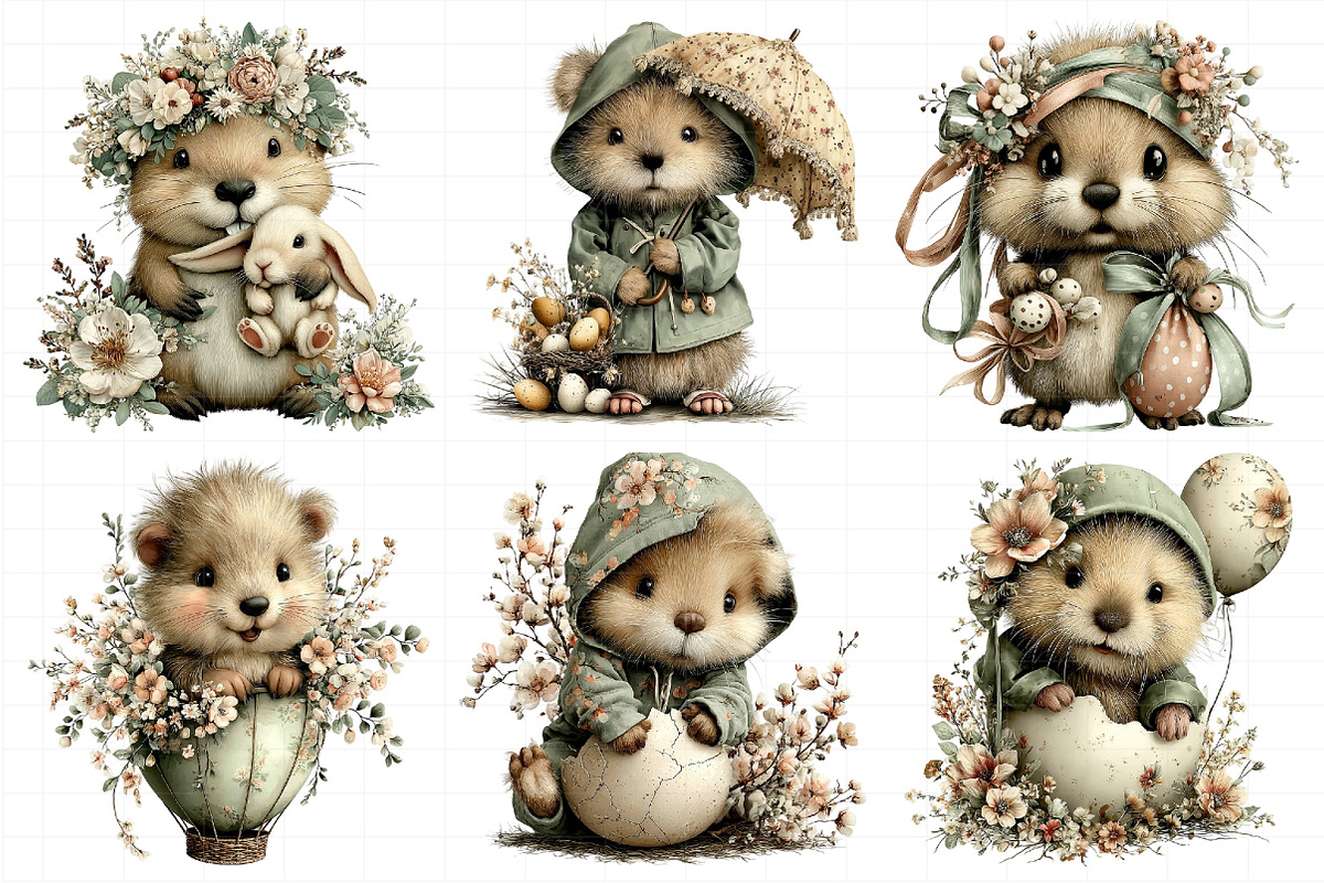Whimsical Easter Beaver Clipart, an Illustration by Daily.Designs (Photo 4 of 8)