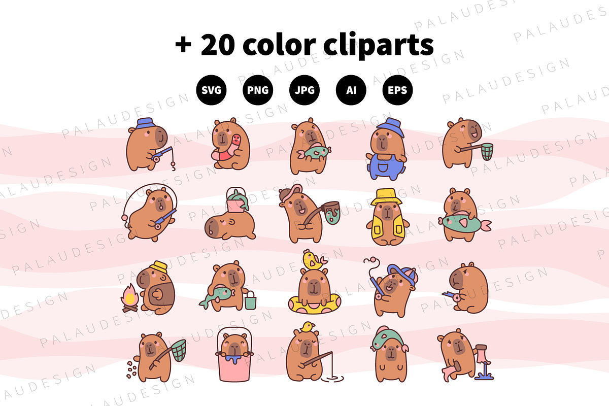 Kawaii Capybara Fishing, an Animal Illustration by Palau (Photo 10 of 12)