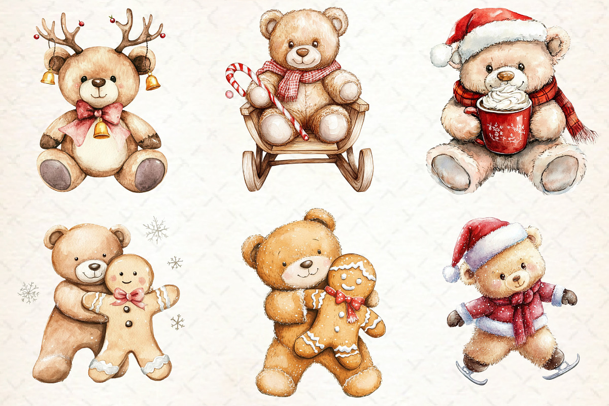 Watercolor Christmas Teddy Bear Clip, an Illustration by Libby Wishes (Photo 4 of 8)