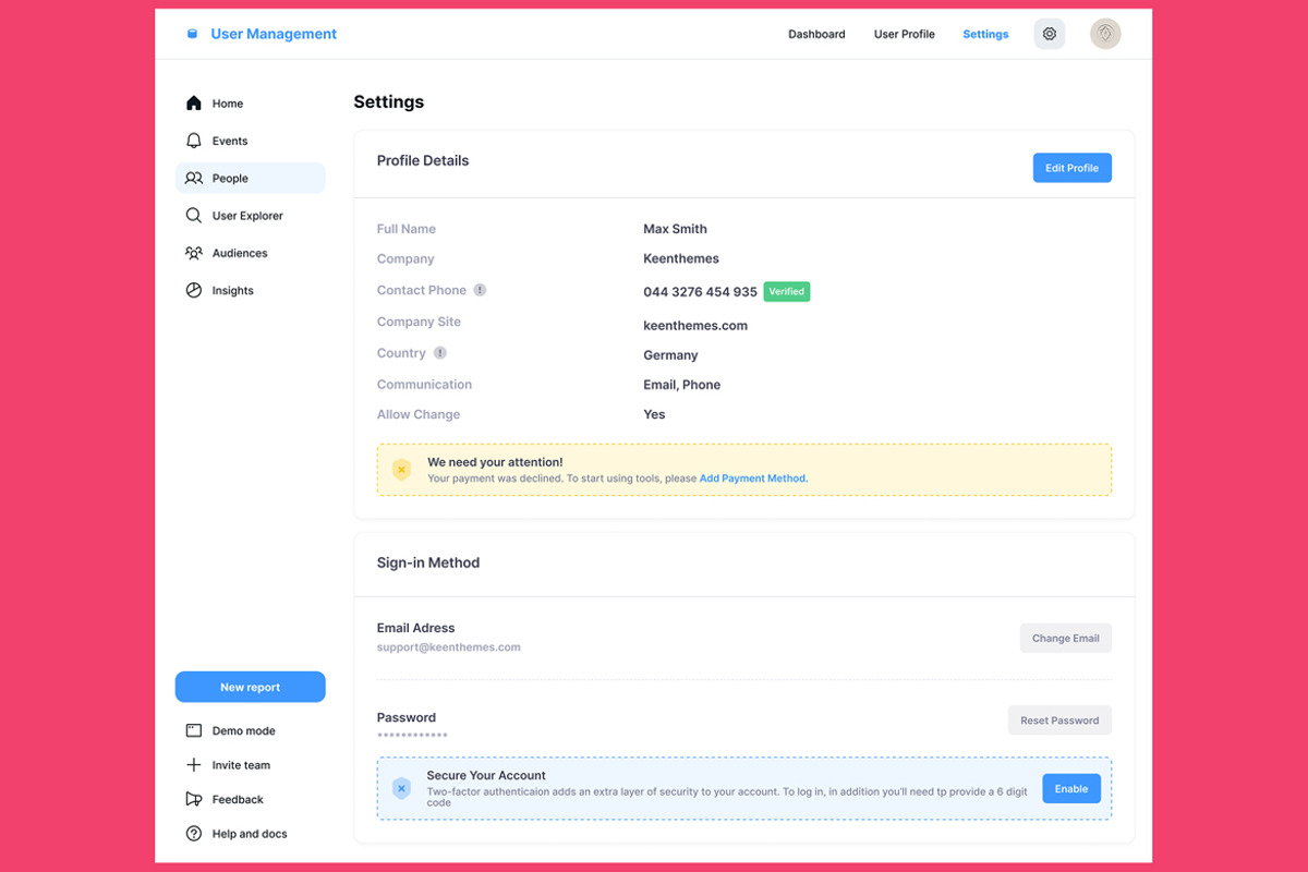 Member, Users, Profile Dashboard Web, an UI Kit Template by nagaredesignstudio (Photo 5 of 5)