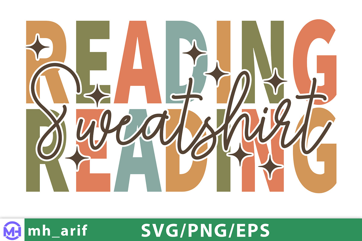 Retro Reading Sweatshirt SVG PNG, a Graphic by mh_arif (Photo 3 of 4)