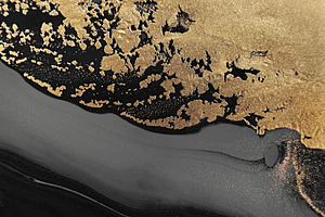 Fluid Art. Metallic gold and gray abstract waves. Marble effect background or t