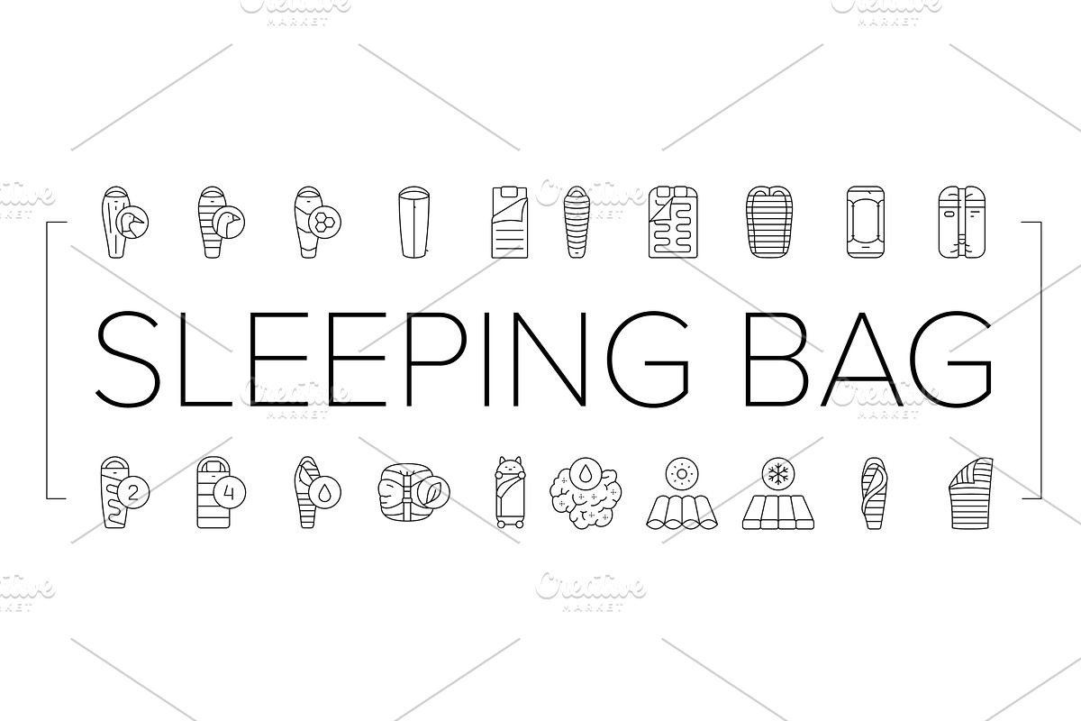 sleeping bag camping hiking icons, an Object Illustration by pikepicture