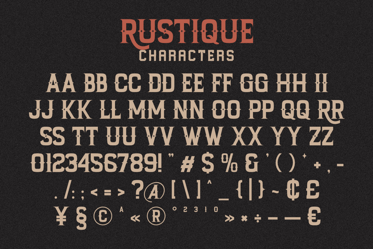 Rustique – Retro Western Serif, a Serif Font by Masyafi Studio (Photo 2 of 7)