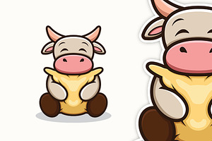 Cow with Pillow, a Poster Template by Gumrega Studio