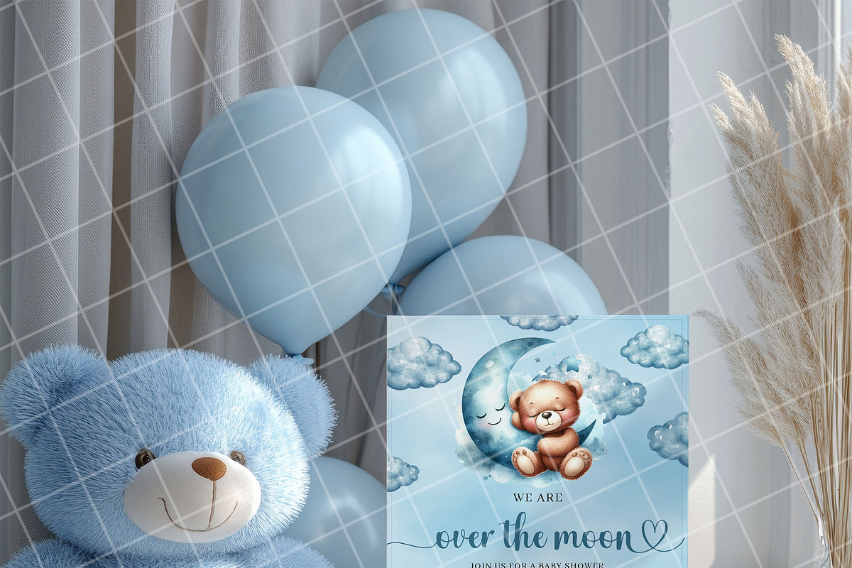 Boy baby shower invitation mockup PS, an Advertising Mockup by Blush Roses Print (Photo 2 of 7)