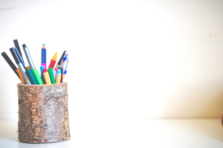 Pens and pencils on a desk