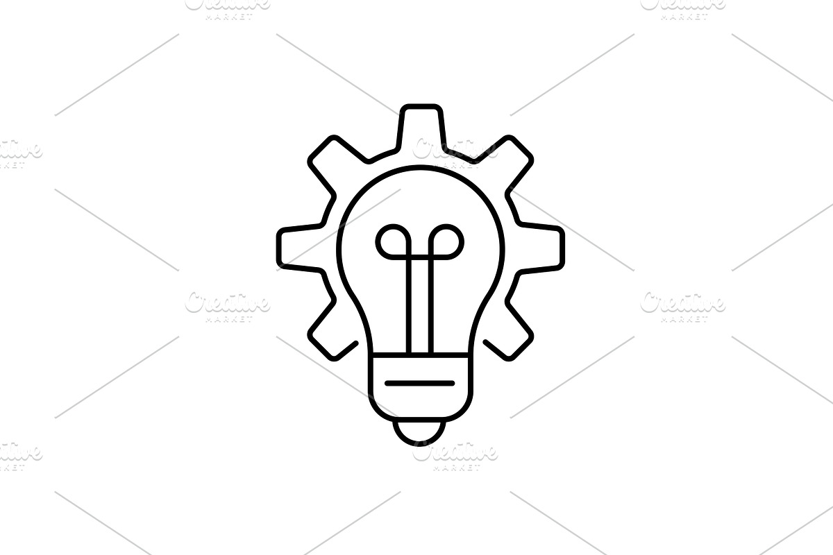 Lightbulb in gear outline icon, an Outline Icon by Saggitarius