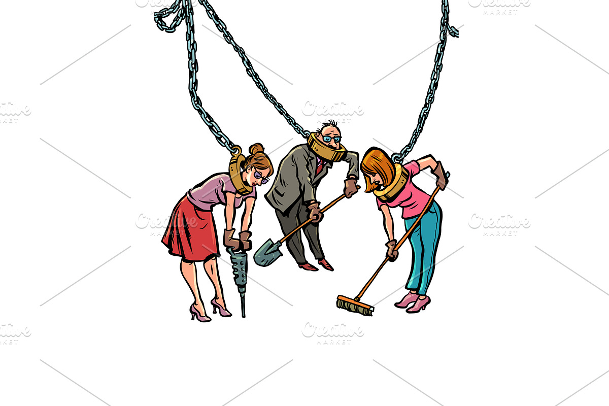 People in chains work. Modern, a Person Illustration by rogistok