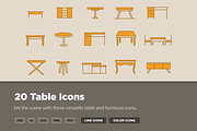 20 Table Icons, a Solid Icon by Creative VIP (Thumbnail 1 of 5)