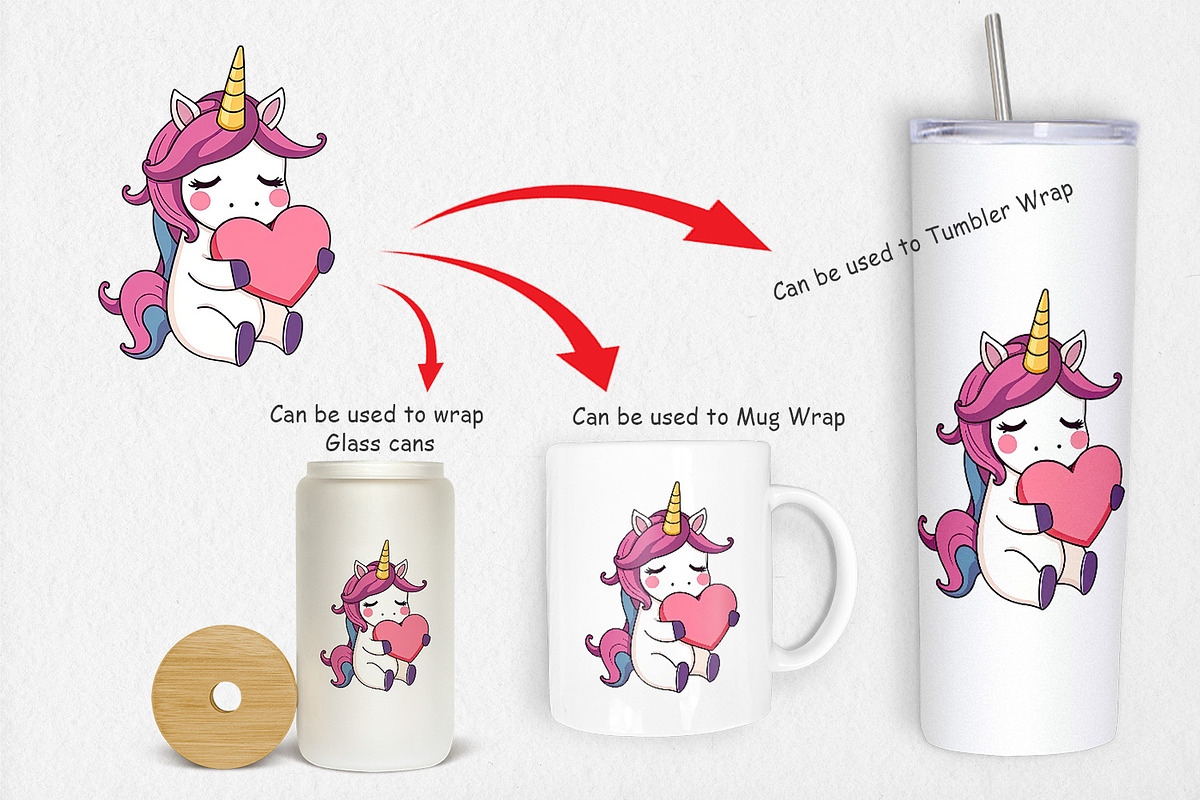 Unicorn Holding Heart Clipart, a Graphic by Artnoy (Photo 4 of 5)
