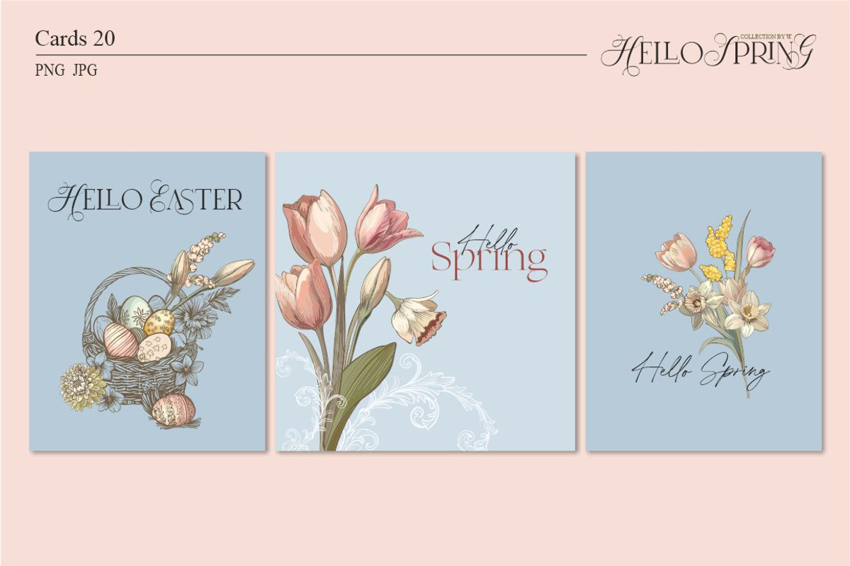 Hello Spring(Vintage Set), a Seasonal Illustration by Collection by VY (Photo 6 of 13)