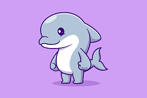 Cute Dolphin Standing Cartoon, an Animal Illustration by Catalyst Labs
