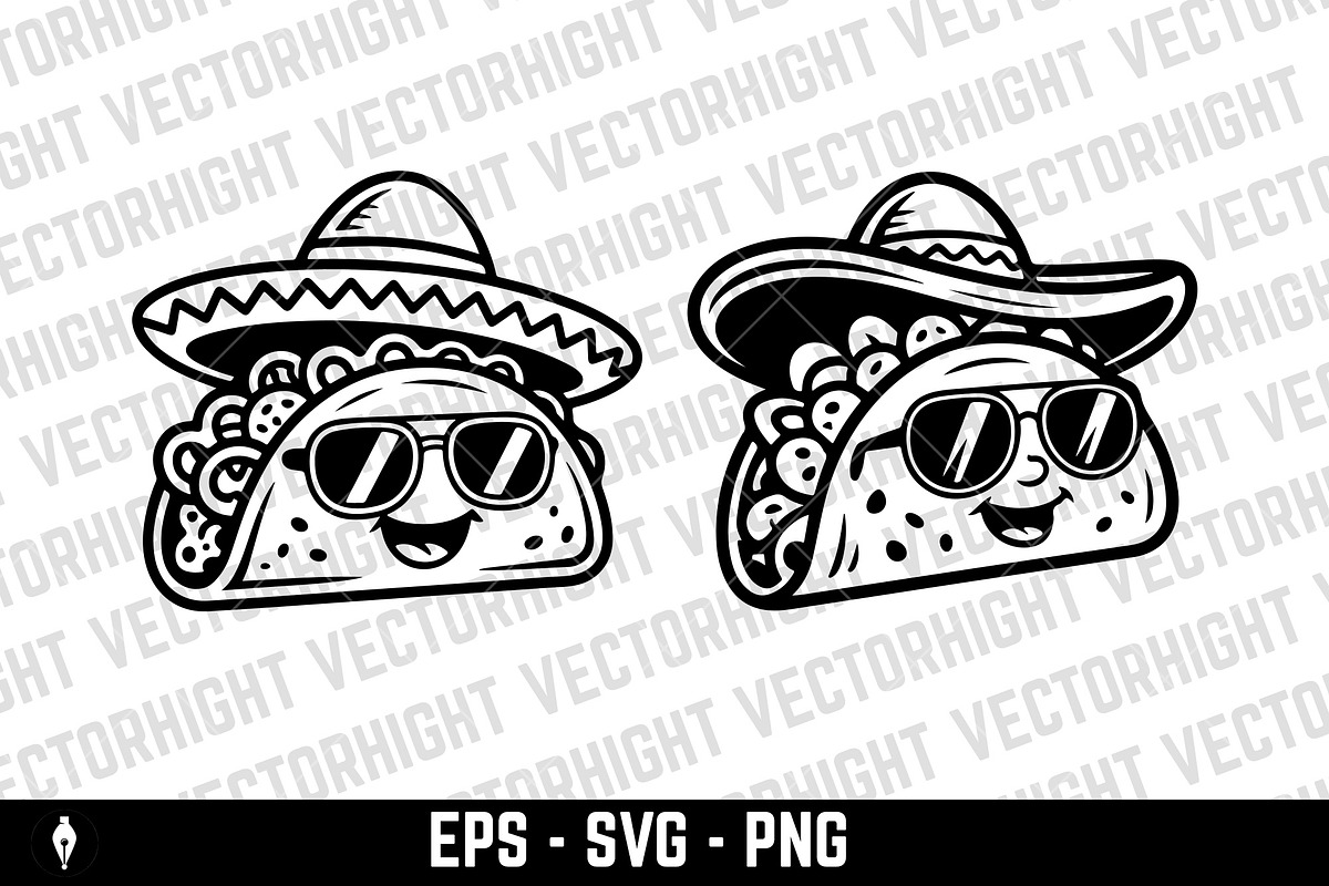Cartoon mascot of a taco, a Food Illustration by Vectorhight (Photo 4 of 5)