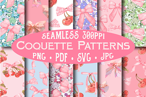 Coquette Pink Bows Pattern Bundle