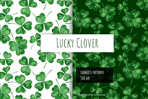 Watercolor Lucky Clover Pattern, a Decorative Illustration by Gribanessa