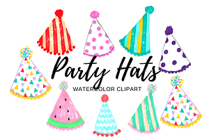 Watercolor Party Hats