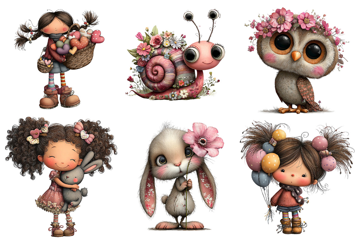 Flowers and Girls Clipart Bundle, an Illustration by CreationArt (Photo 4 of 5)