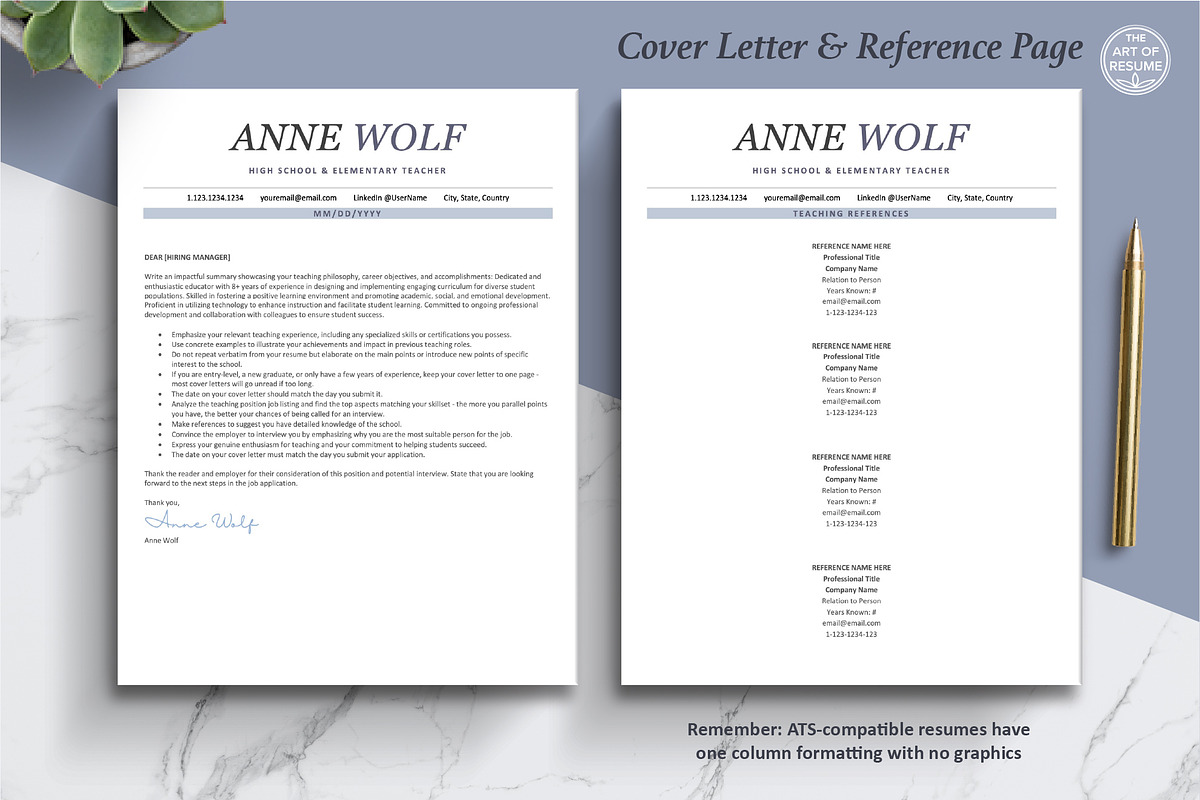 ATS-Friendly Teacher Resume Template, a Resume Template by The Art of Resume (Photo 6 of 8)