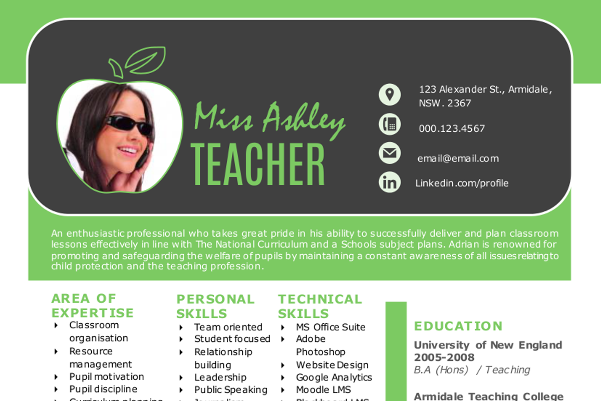 3 in 1 modern Word teacher resume, a Resume Template by Inkpower (Photo 3 of 5)