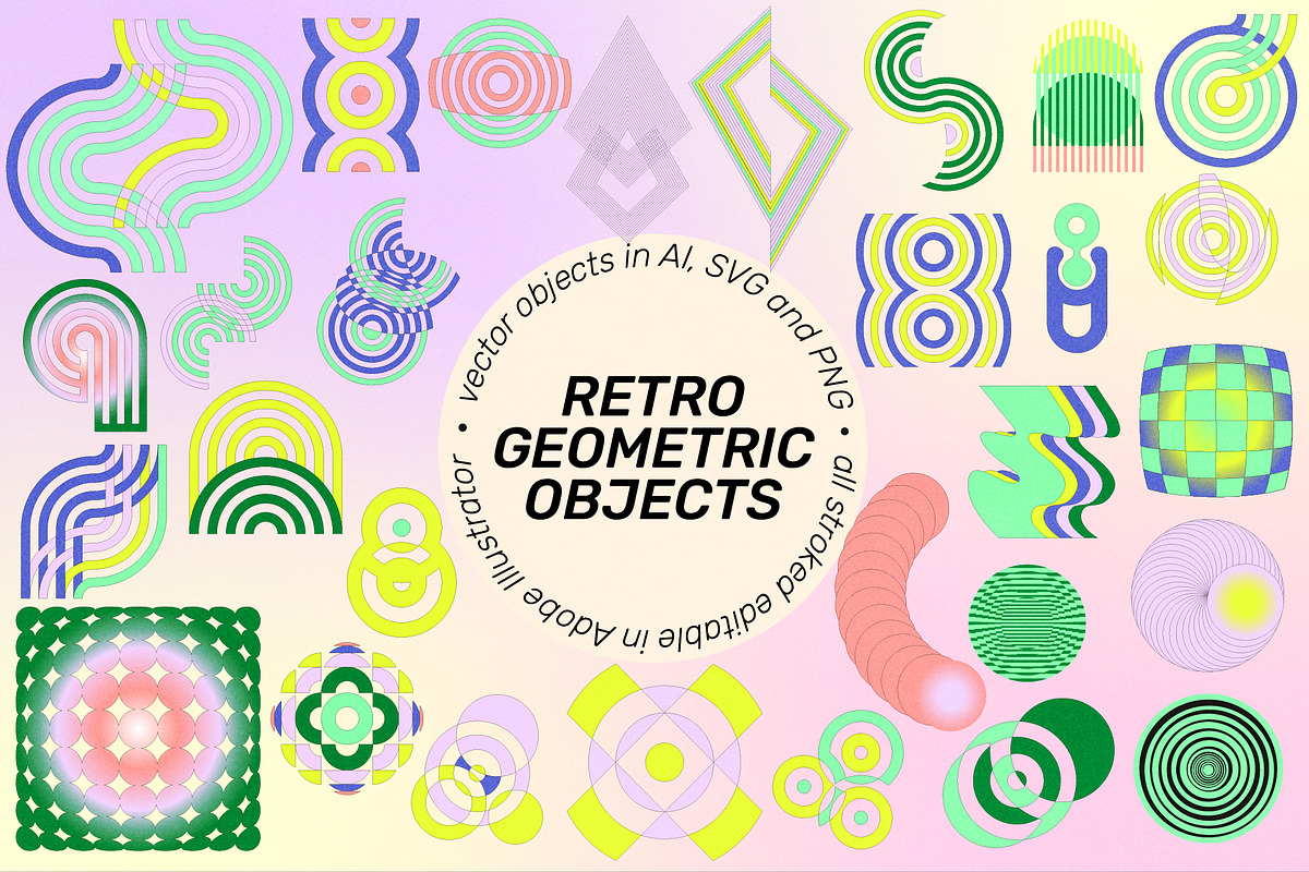 SuperSpectiva Retro Geo Clipart, an Object Graphic by angelainthefields (Photo 7 of 17)