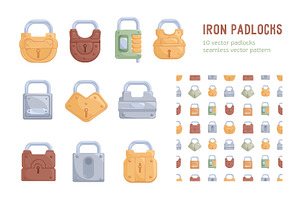 Iron padlocks set + seamless pattern, a Person Illustration by Good Studio