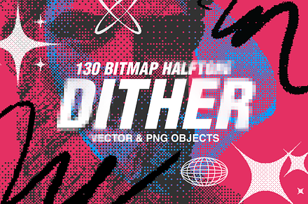 130 Dither Bitmap Vector & PNG Set, an Object Graphic by Graphicdome