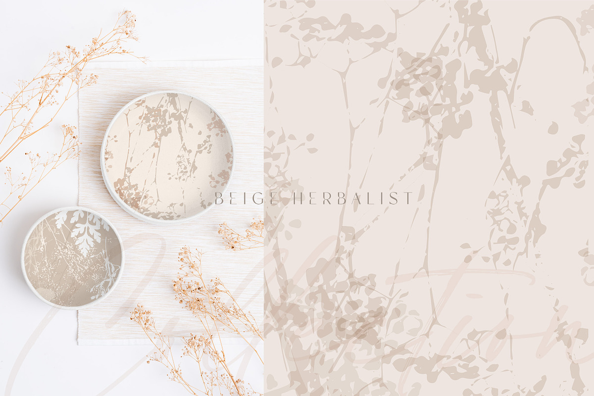 Beige botanical pattern collection, a Pattern Graphic by Anna Sokol (Photo 11 of 16)