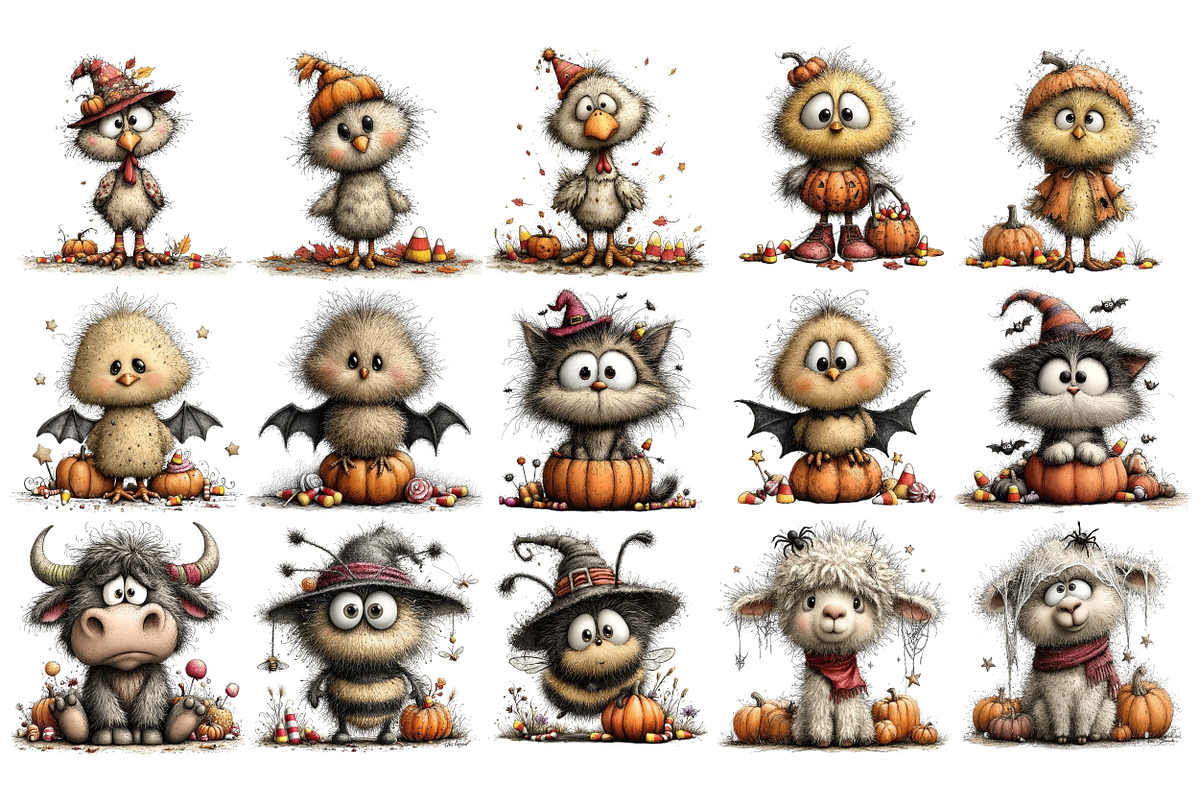 Whimsical Halloween Animals PNG, a Seasonal Illustration by Nicolle's Colorful Art (Photo 6 of 6)