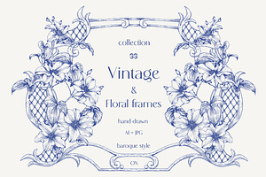 Vintage baroque frames Toile Vector, a Decorative Illustration by ON_lineart_store