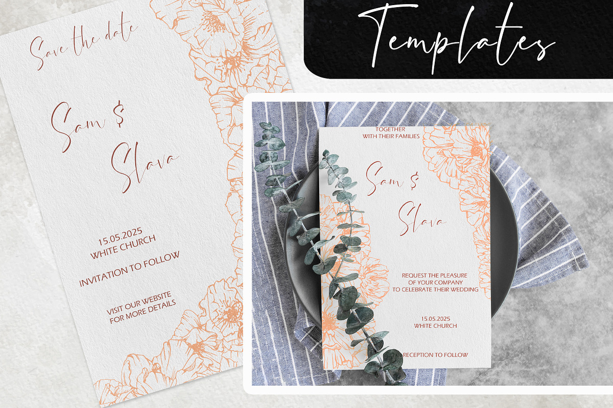 Peach fuzz wedding: Passionate poppy, a Stationery Template by MsFlaffy (Photo 4 of 8)