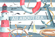 Nautical elements. Watercolor, an Object Graphic by Olga Bonitas (Thumbnail 1 of 4)