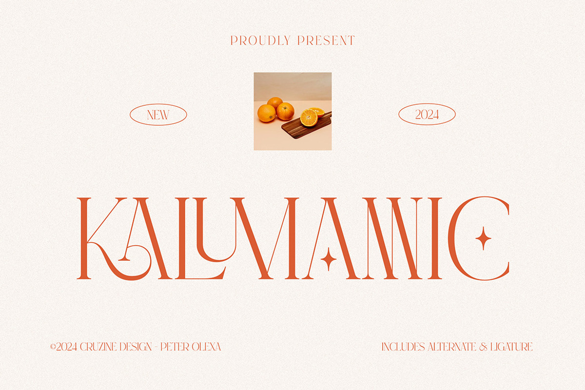 Kalumannic Luxury Serif, a Serif Font by Cruzine (Photo 1 of 8)