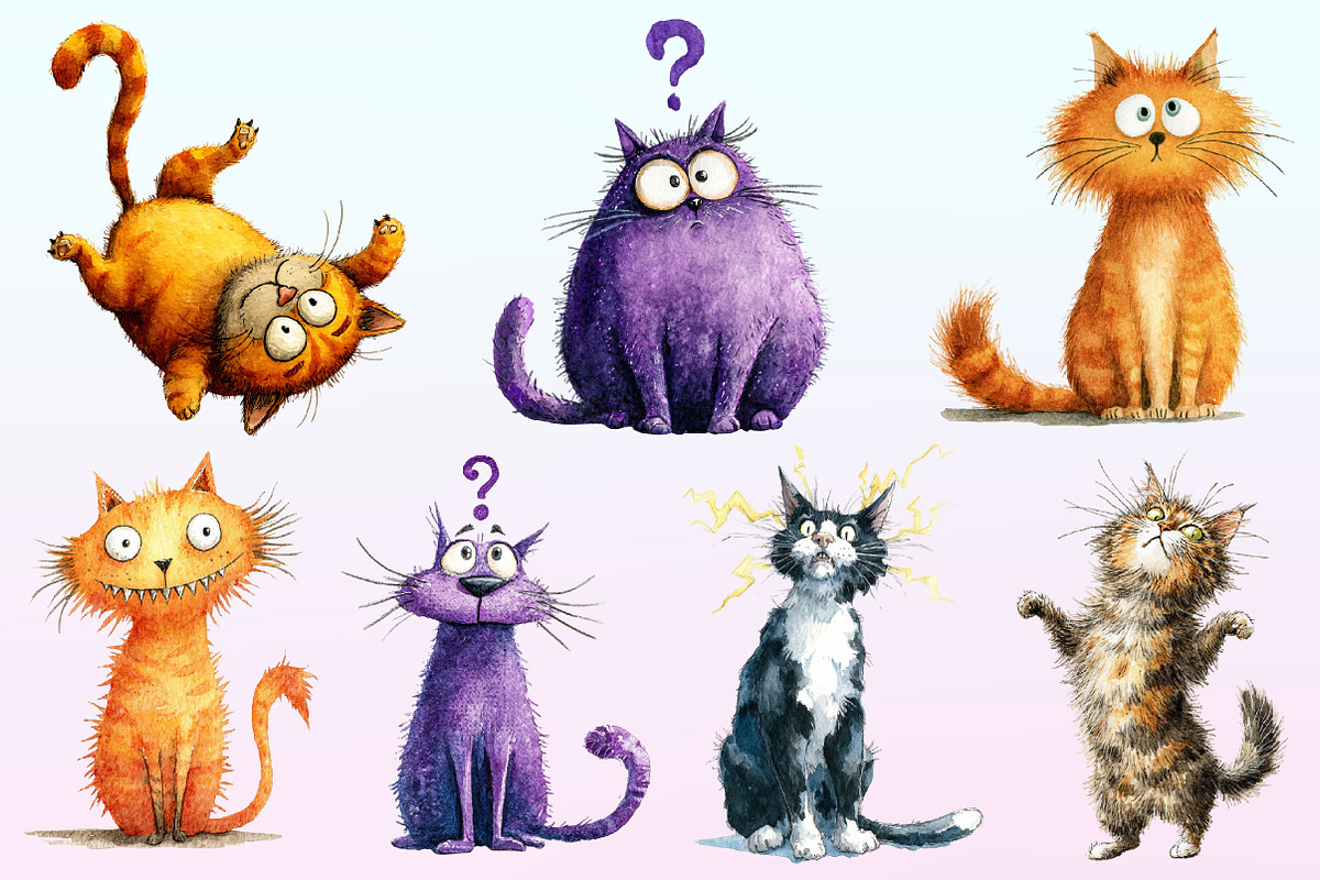 Surprised Funny Crazy Cat Clipart, a Graphic by CitraGraphics (Photo 3 of 4)