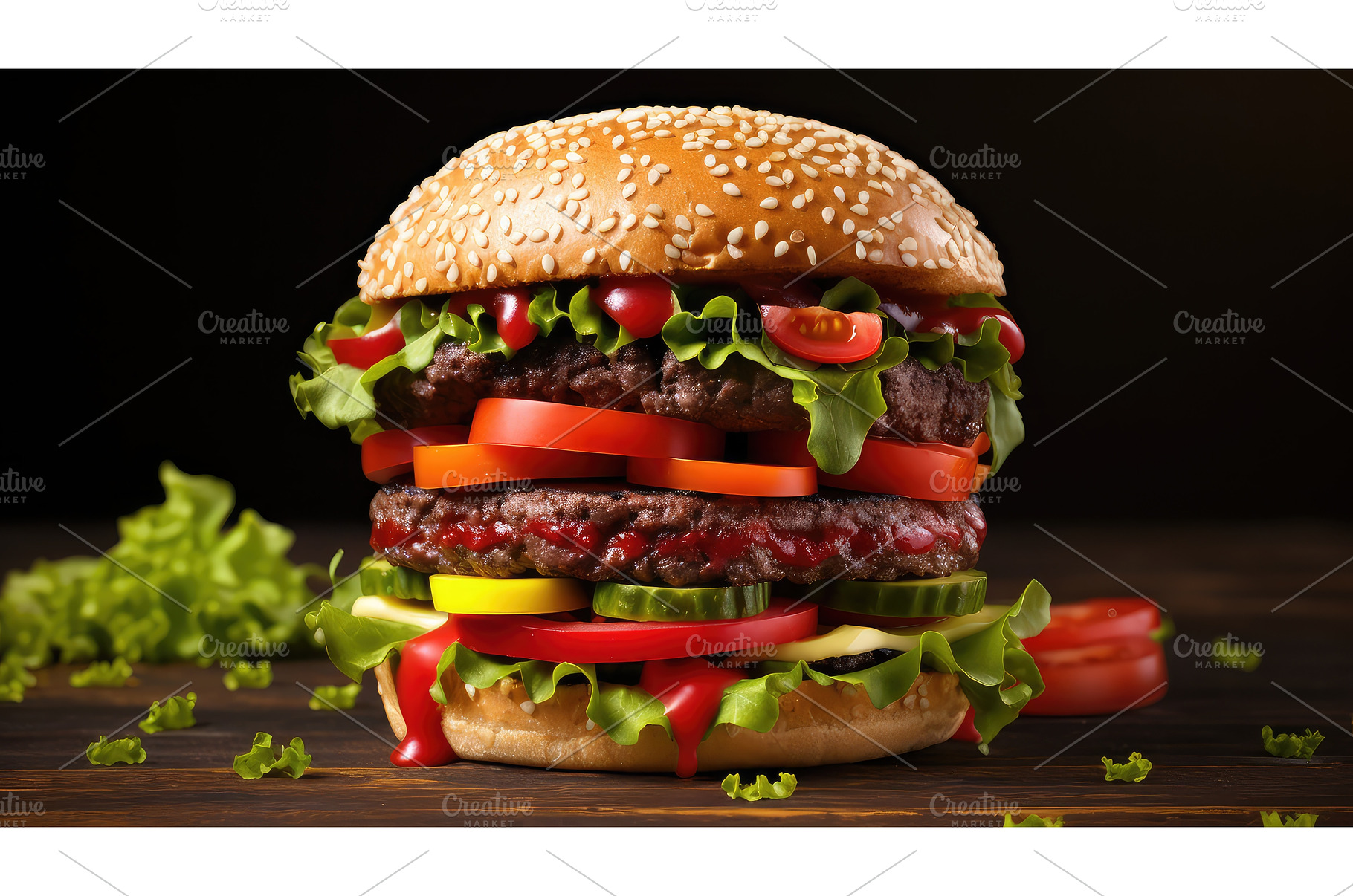 background salad burger food, a Food & Drink Photo by pikepicture