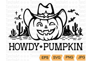 Halloween Design Howdy Pumpkin Cut