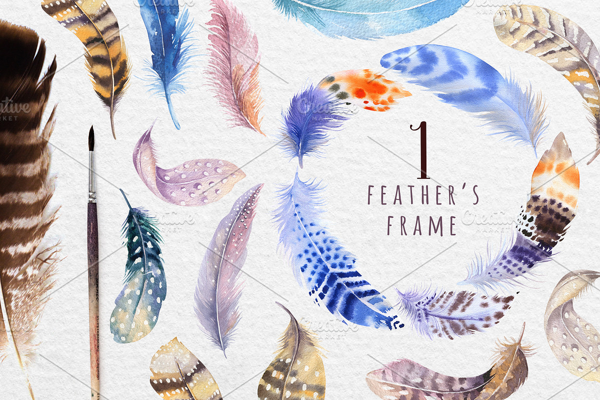 Watercolor BOHO feather DIY_5, a Texture Illustration by Peace ART (Photo 3 of 5)