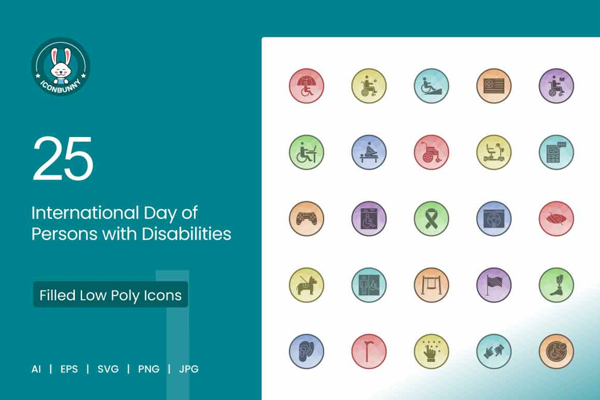25 Disability Inclusion Icons, a Solid Icon by IconBunny (Photo 1 of 2)