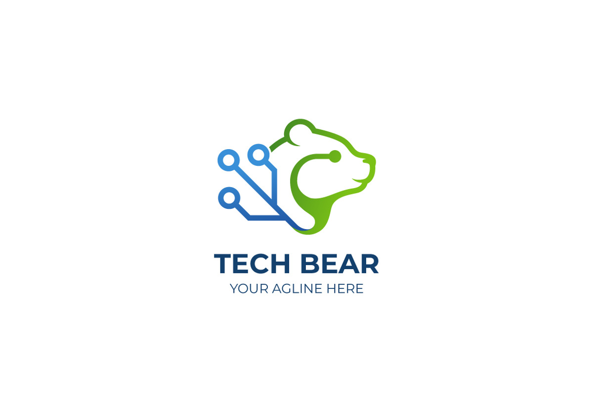 Technology Bear Circuit Logo, an Object Graphic by Mightyfire