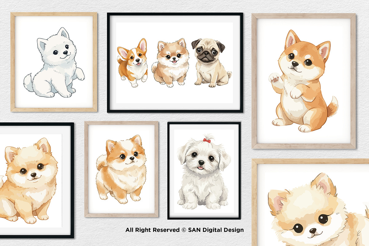 15 Bundle Watercolor Baby Puppy Dog, an Animal Illustration by Morspective (Photo 4 of 8)