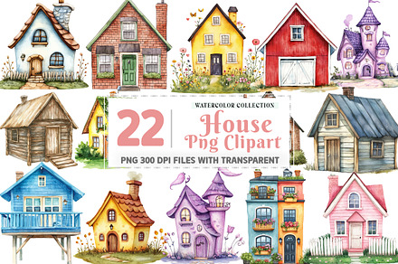 Watercolor House Clipart, an Illustration by Watercolor design