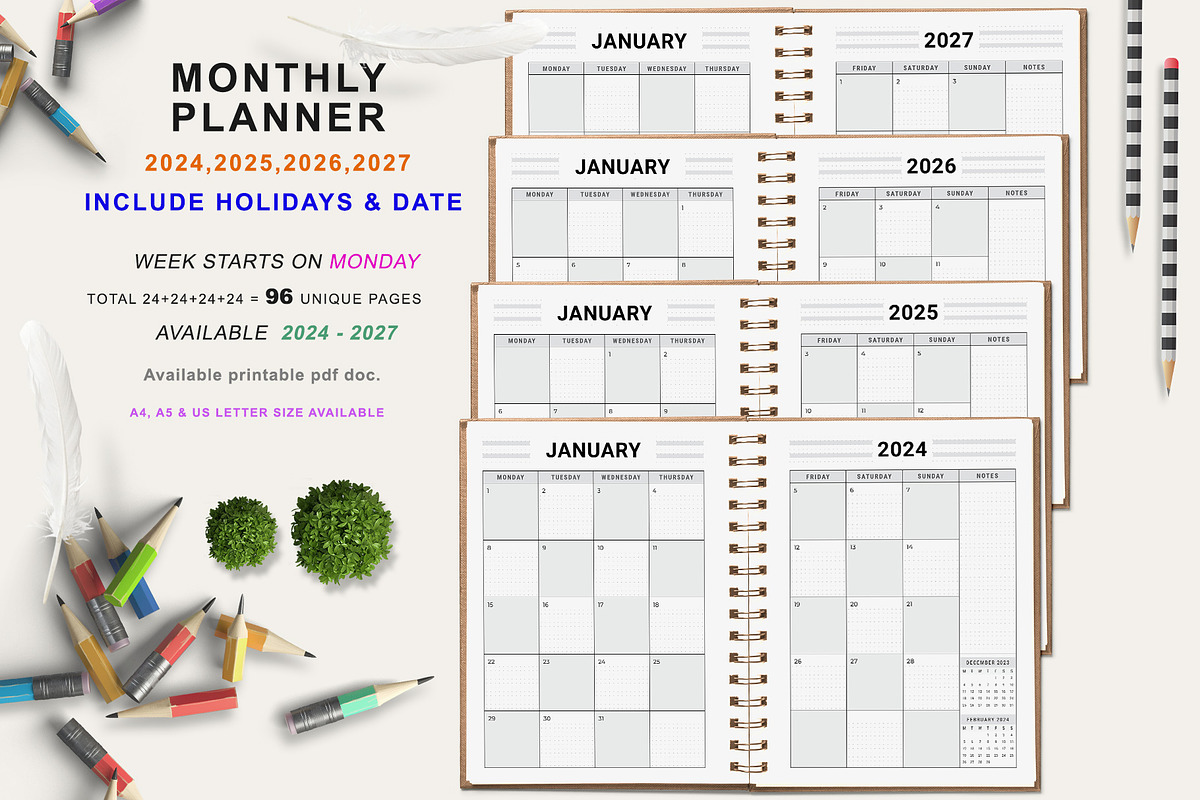 Ultimate Planner Bundle Pack 2024-27, a Stationery Template by ROJI CREATOR (Photo 6 of 9)