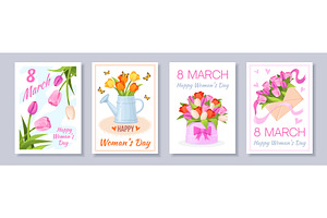 Womens day tulips cards. Tulips, an Illustration by Stock-Smart-Start