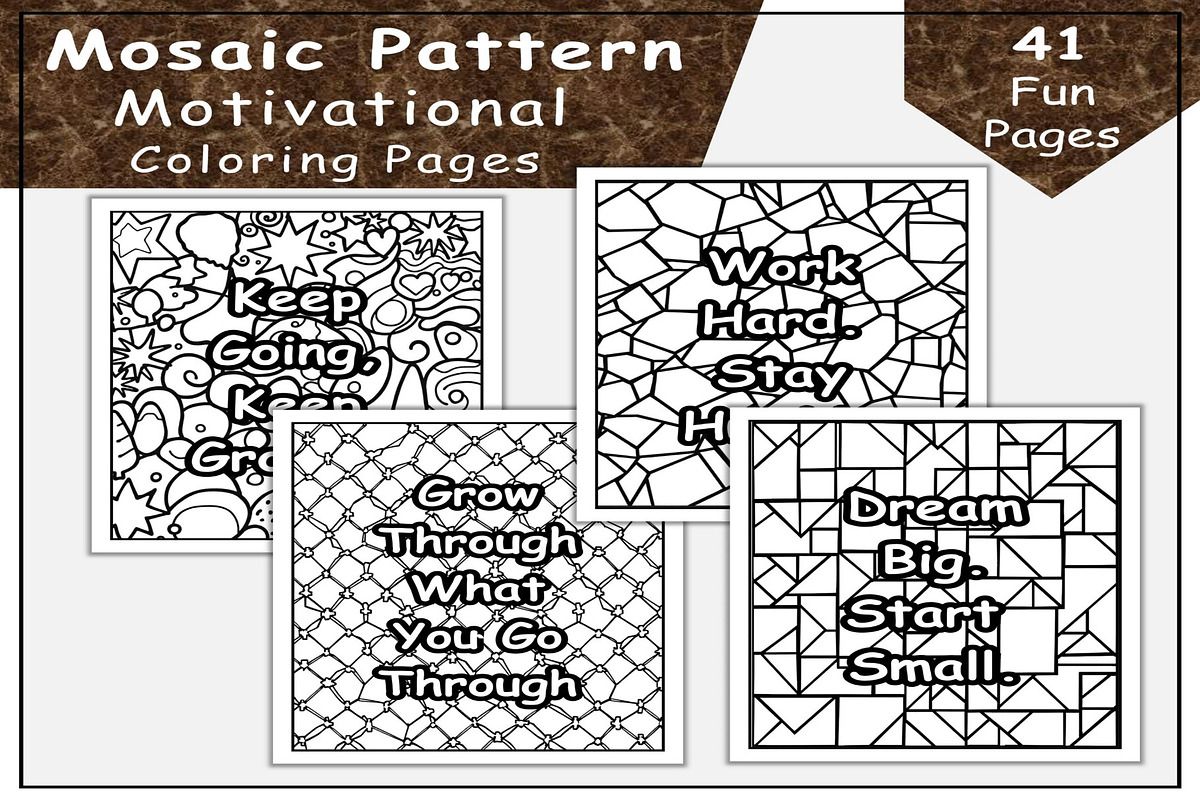 Affirmation Coloring on Mosaic BG, a Decorative Illustration by Lamia Emad (Photo 1 of 4)
