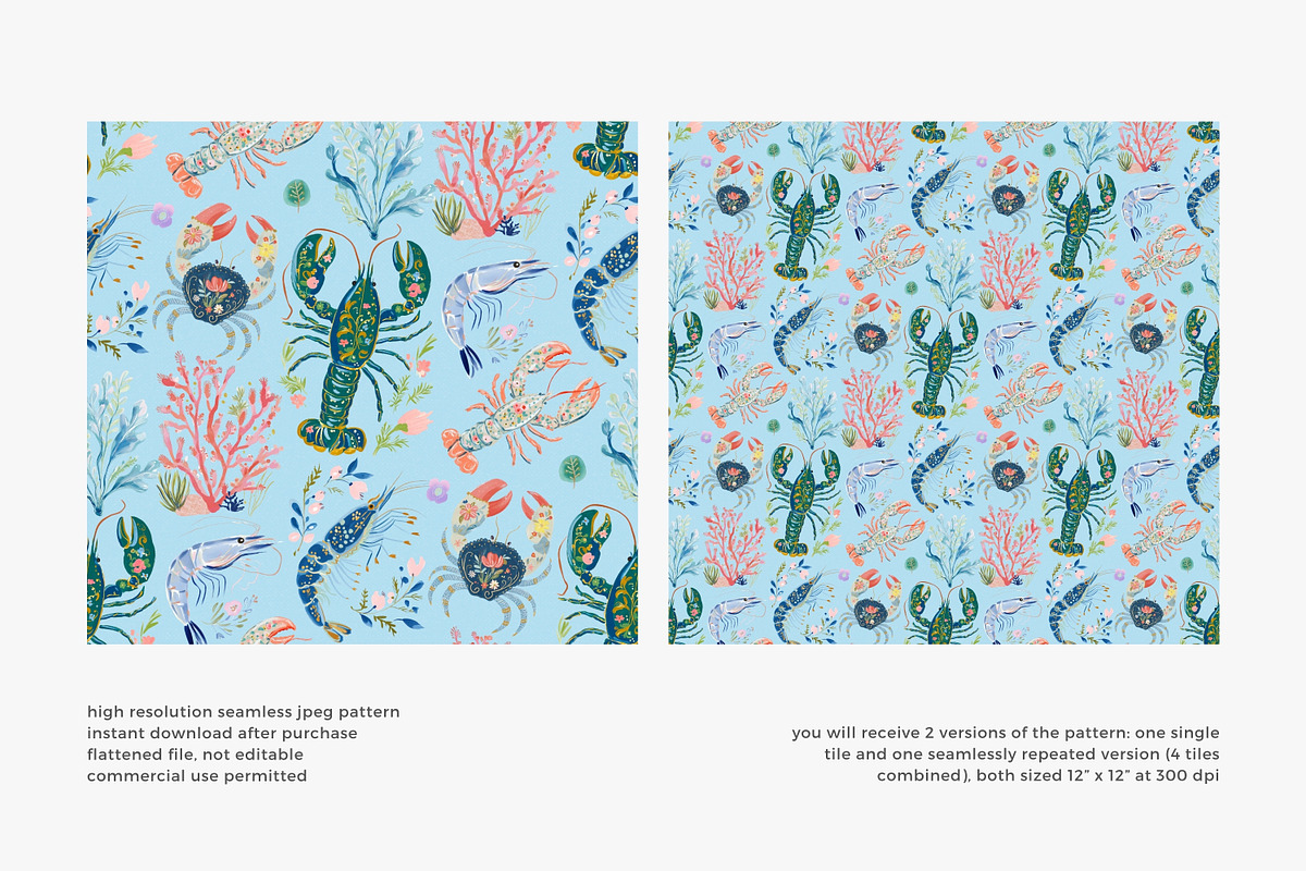 Coastal seafood pattern, a Pattern Graphic by Pink Studio Art (Photo 3 of 4)
