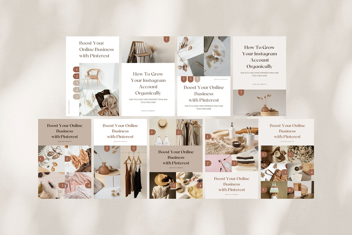 Pinterest Pin Templates Canva Shadow, a Social Media Template by Keikoya (Photo 11 of 13)