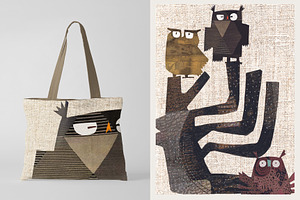 Modern Art Owl Collages