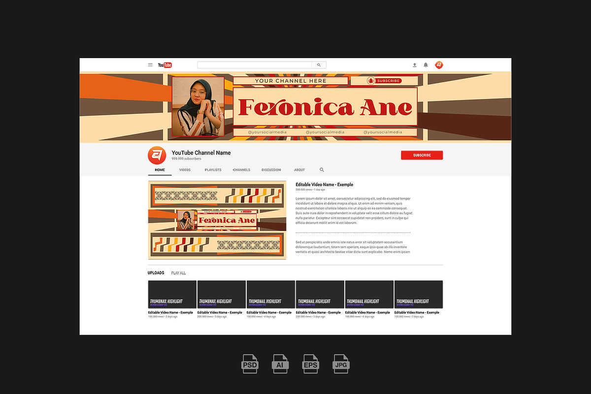 Retro YouTube Cover Template, a Social Media Template by Artnivora.Std