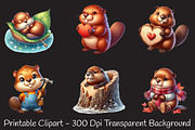 Cute Beaver Clip Art, Woodland Anima, an Animal Illustration by RobertsArt (Thumbnail 3 of 7)